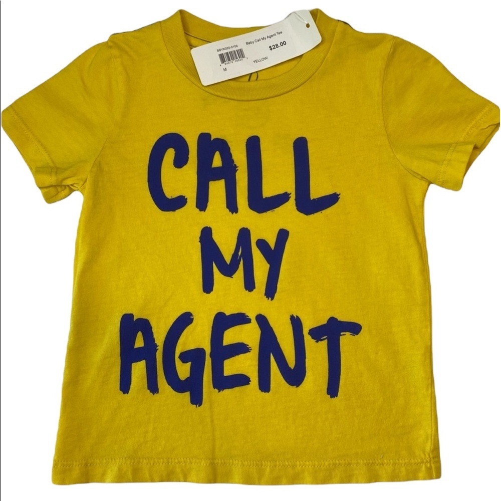 NWT Peek Call My Agent Yellow Short Sleeve Kids Shirt 6/12 Months